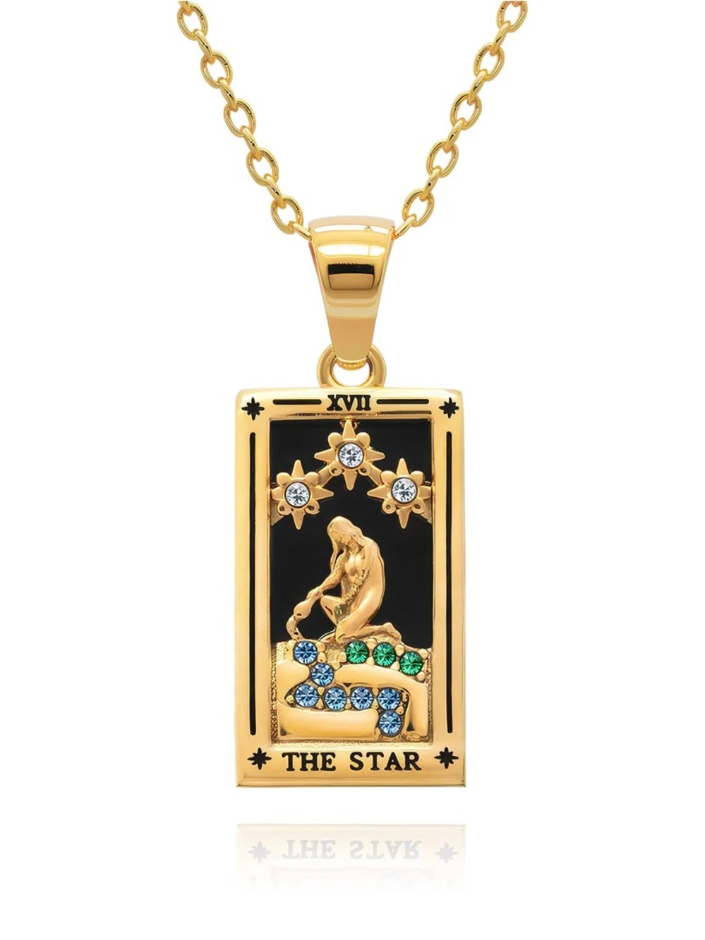 “The Star” Tarot Card Pendant Necklace - Gold